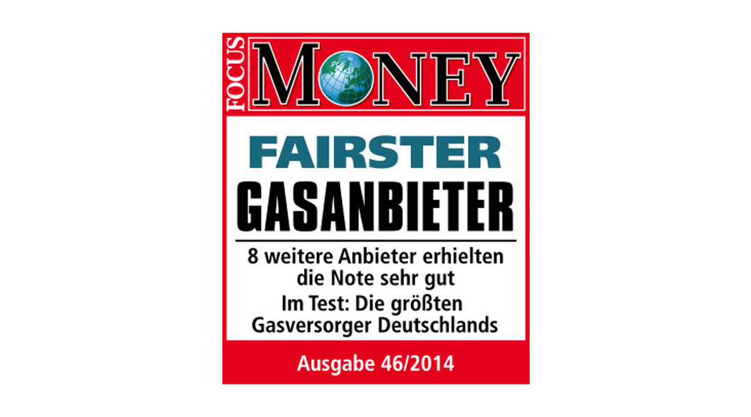 Siegel Focus Money 46/2014 Fairster Gasanbieter