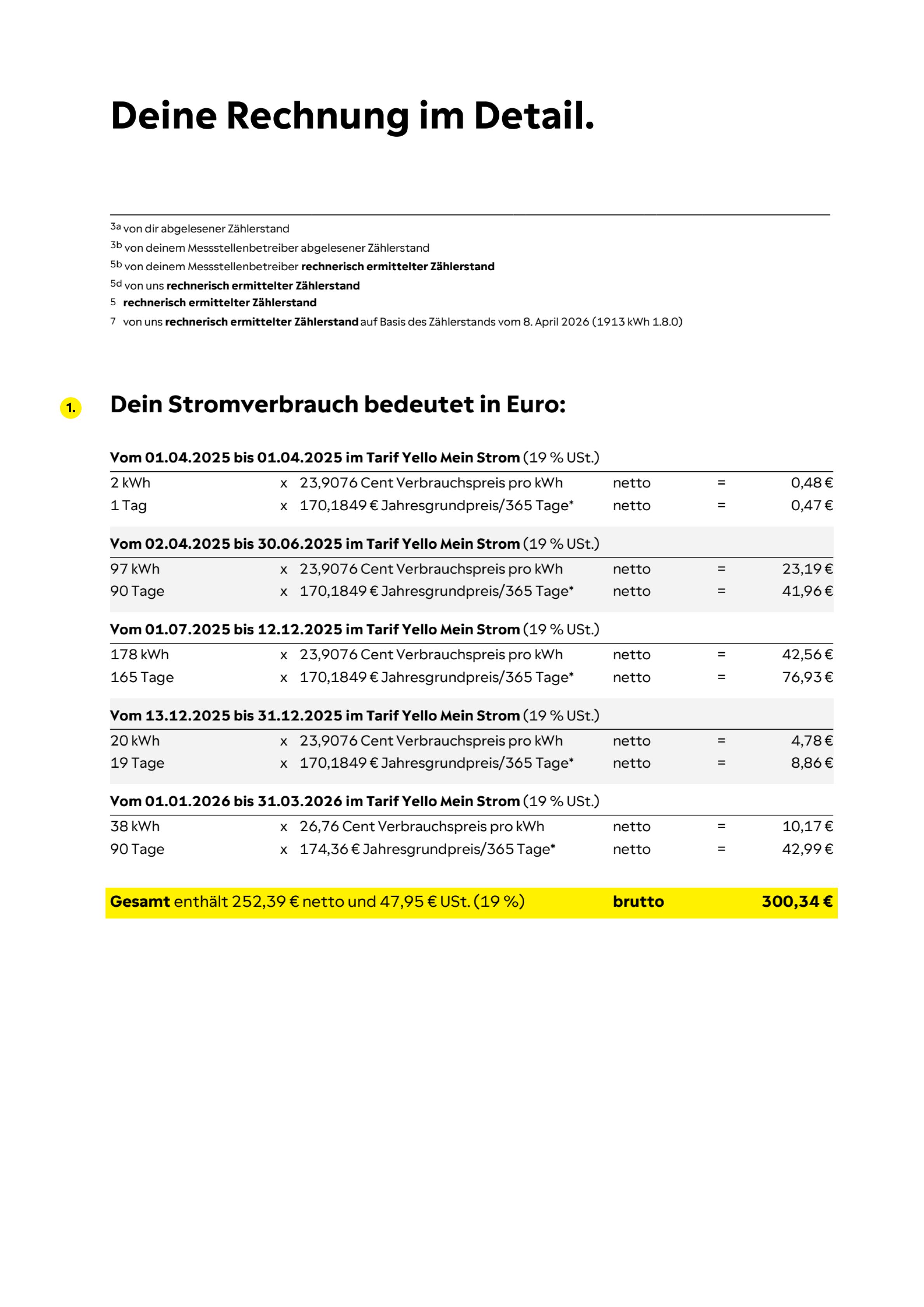Yello Rechnung dritte Seite Dritte Seite der Yello Rechnung