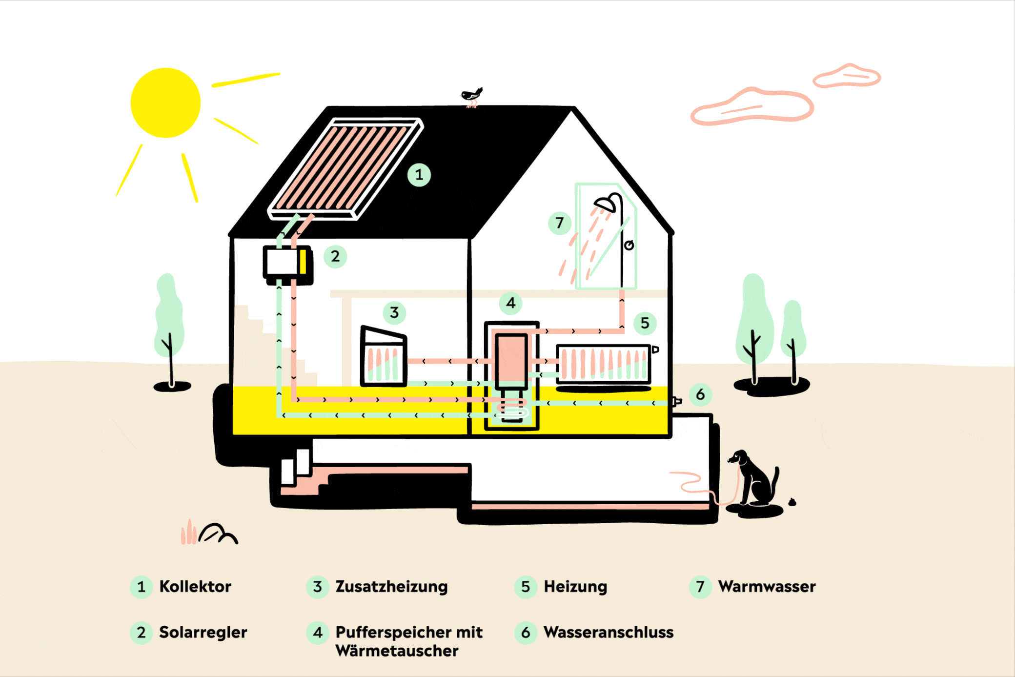 Animation einer Solarthermie Anlage einfach erklärt
